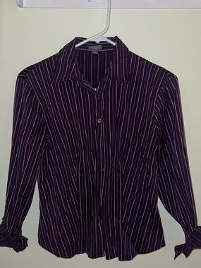 Purple Striped Button-Down Shirt